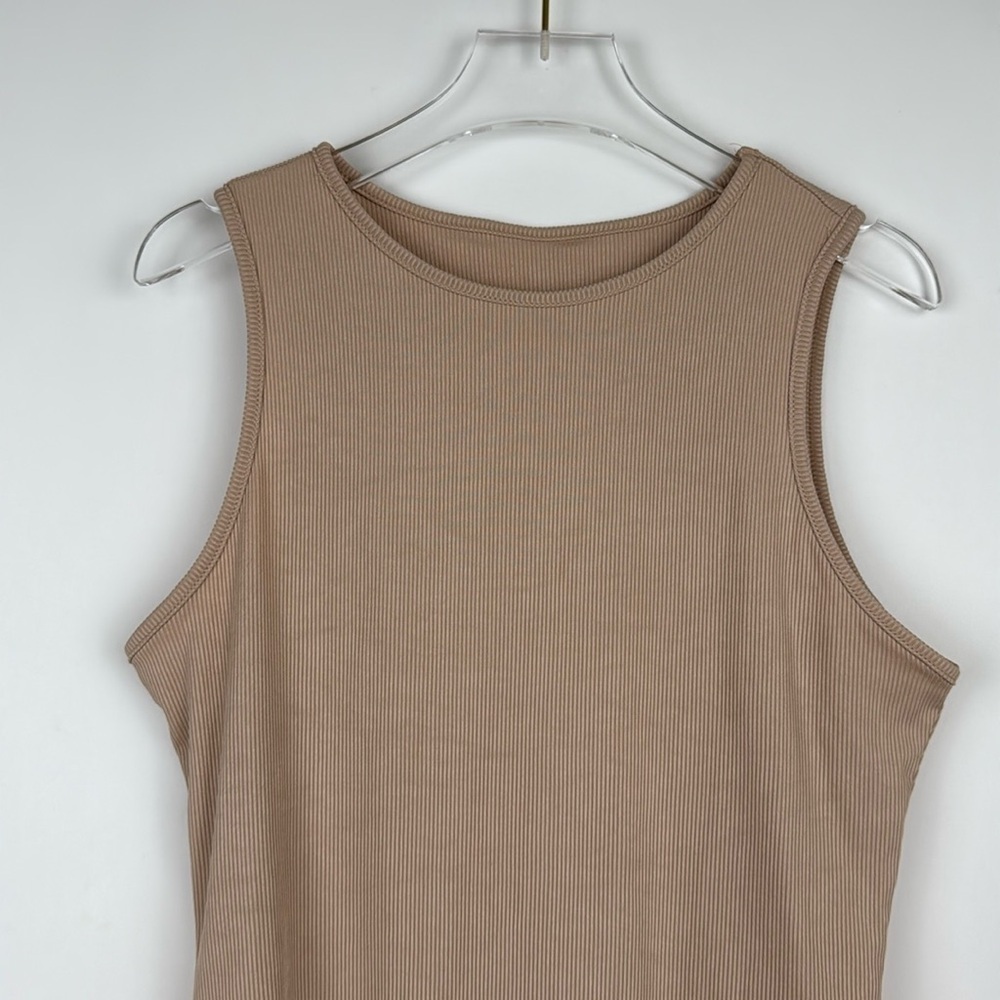 Milumia Tan Sleeveless Racerback Ribbed Bodysuit  Size Large - Picture 6 of 9